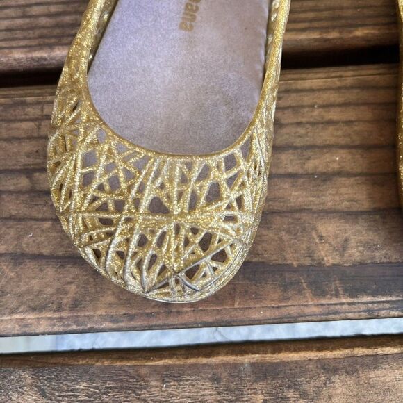 Mini Melissa + Campana Gold Glitter Zig Zag Mary Jane Shoes Toddler Girls Size 9 - Picture 4 of 12